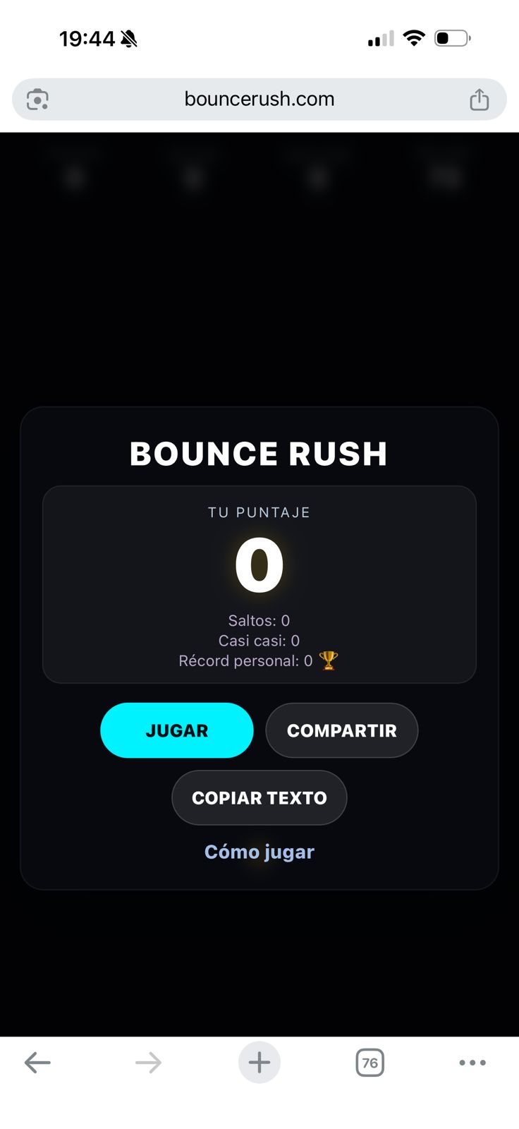 Start screen (Play).